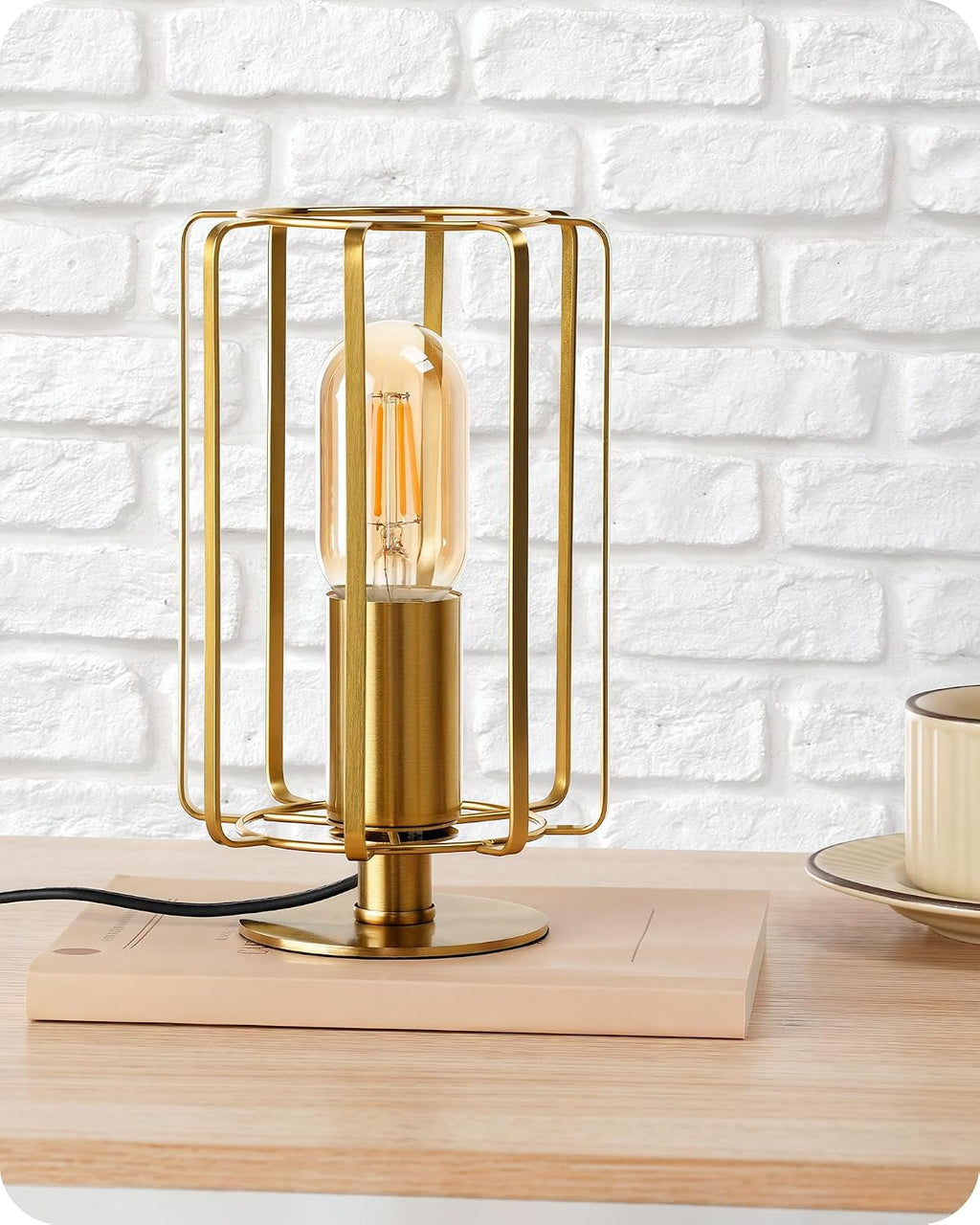 The Fable & Forge Vintage Brass Table Lamp with Warm Dimmable Light