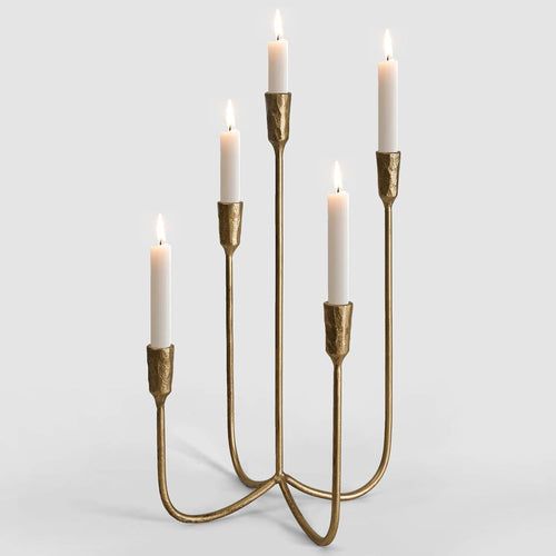 The Fable & Forge 5-Candle Brass Candelabra, 15 Inch
