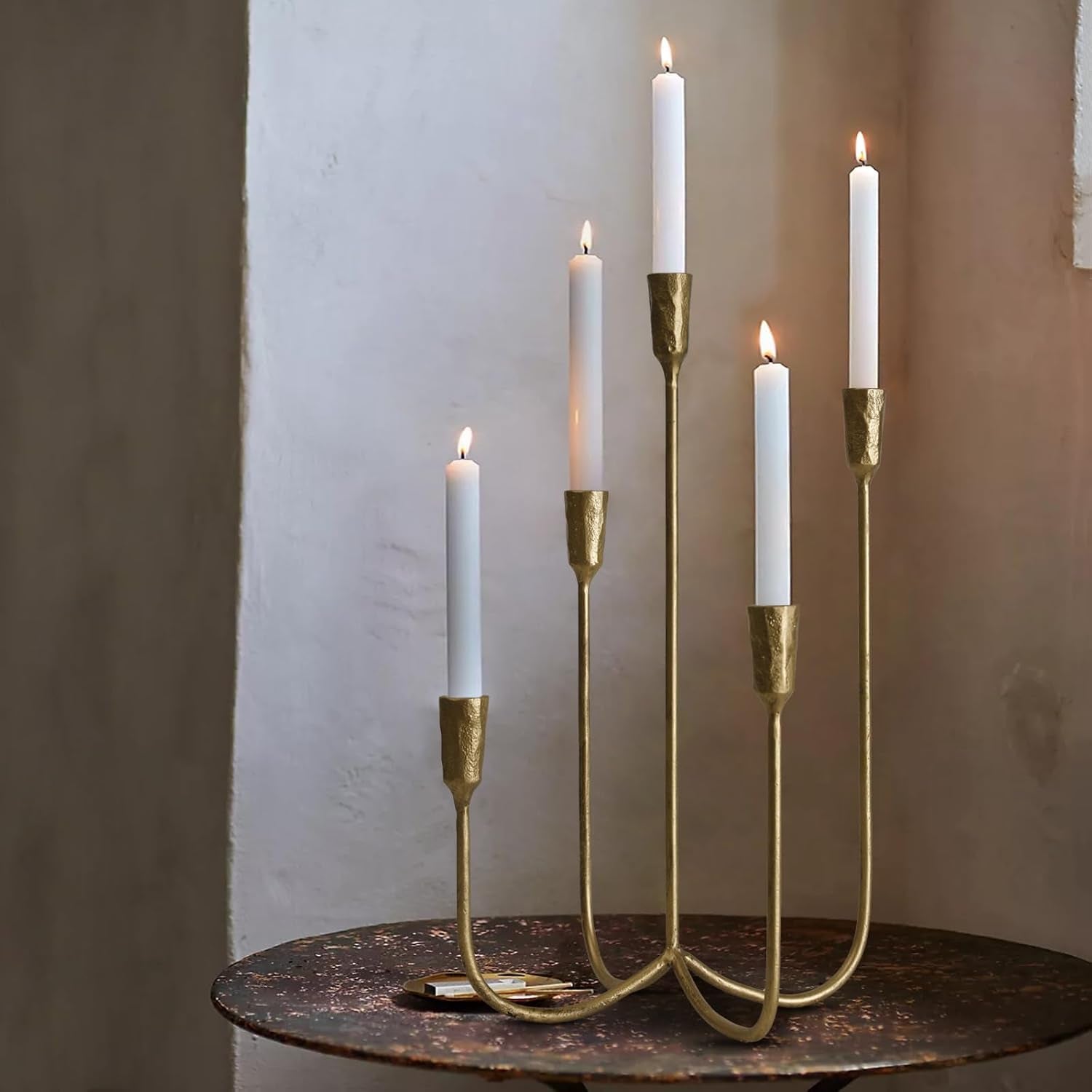 The Fable & Forge 5-Candle Brass Candelabra, 15 Inch