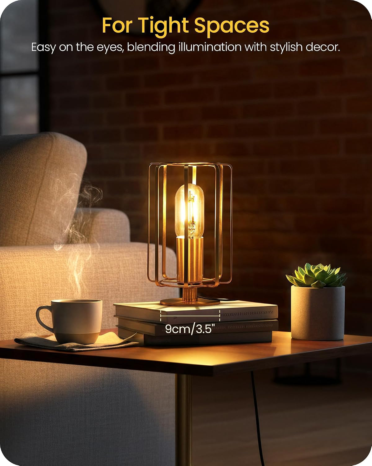 The Fable & Forge Vintage Brass Table Lamp with Warm Dimmable Light