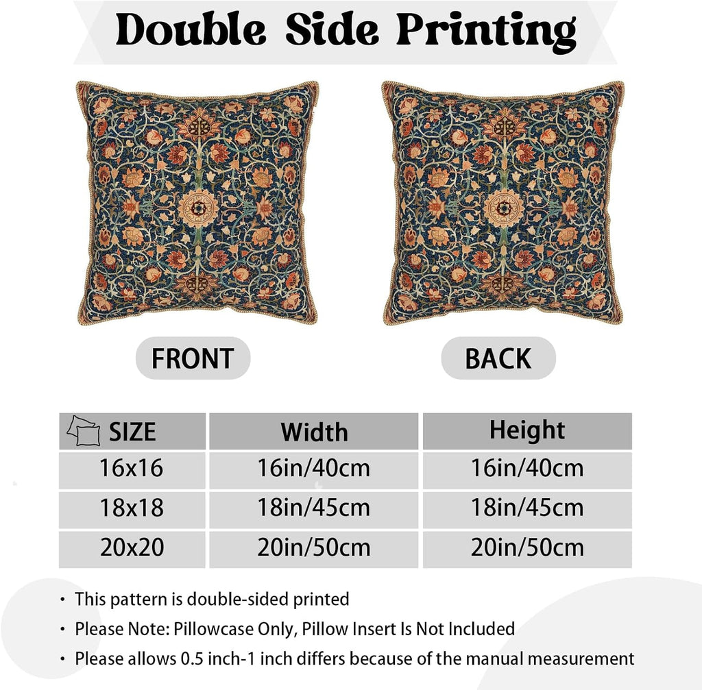 The Fable & Forge Burnt Orange & Navy Botanical Velvet Pillow Covers, Set of 2