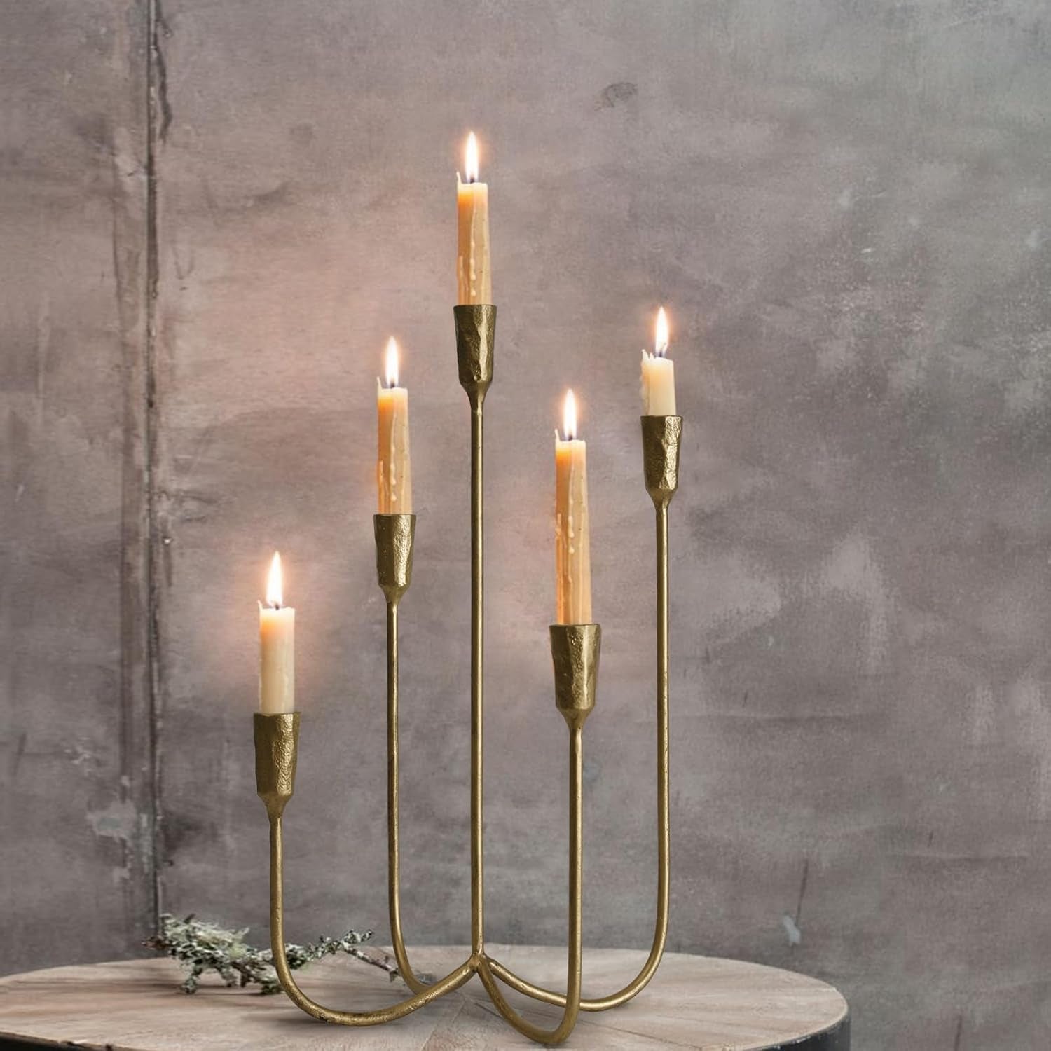 The Fable & Forge 5-Candle Brass Candelabra, 15 Inch