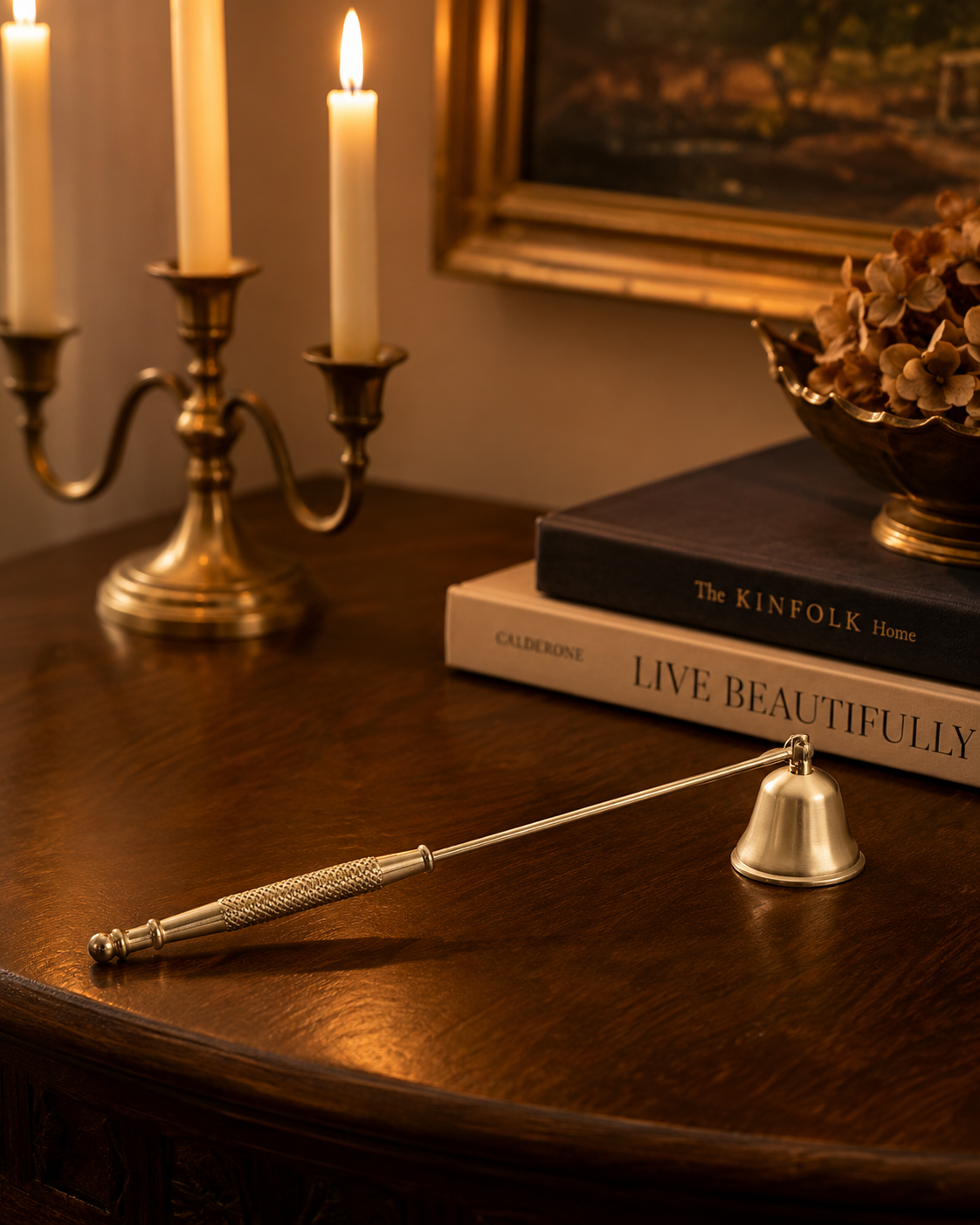 The Fable & Forge Antique Gold Candle Snuffer