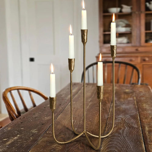 The Fable & Forge 5-Candle Brass Candelabra, 15 Inch