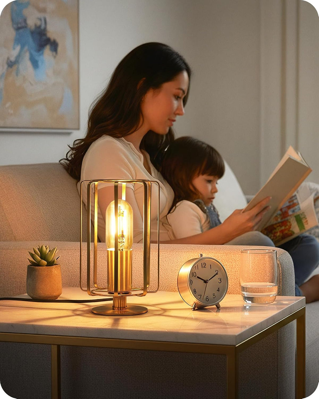 The Fable & Forge Vintage Brass Table Lamp with Warm Dimmable Light