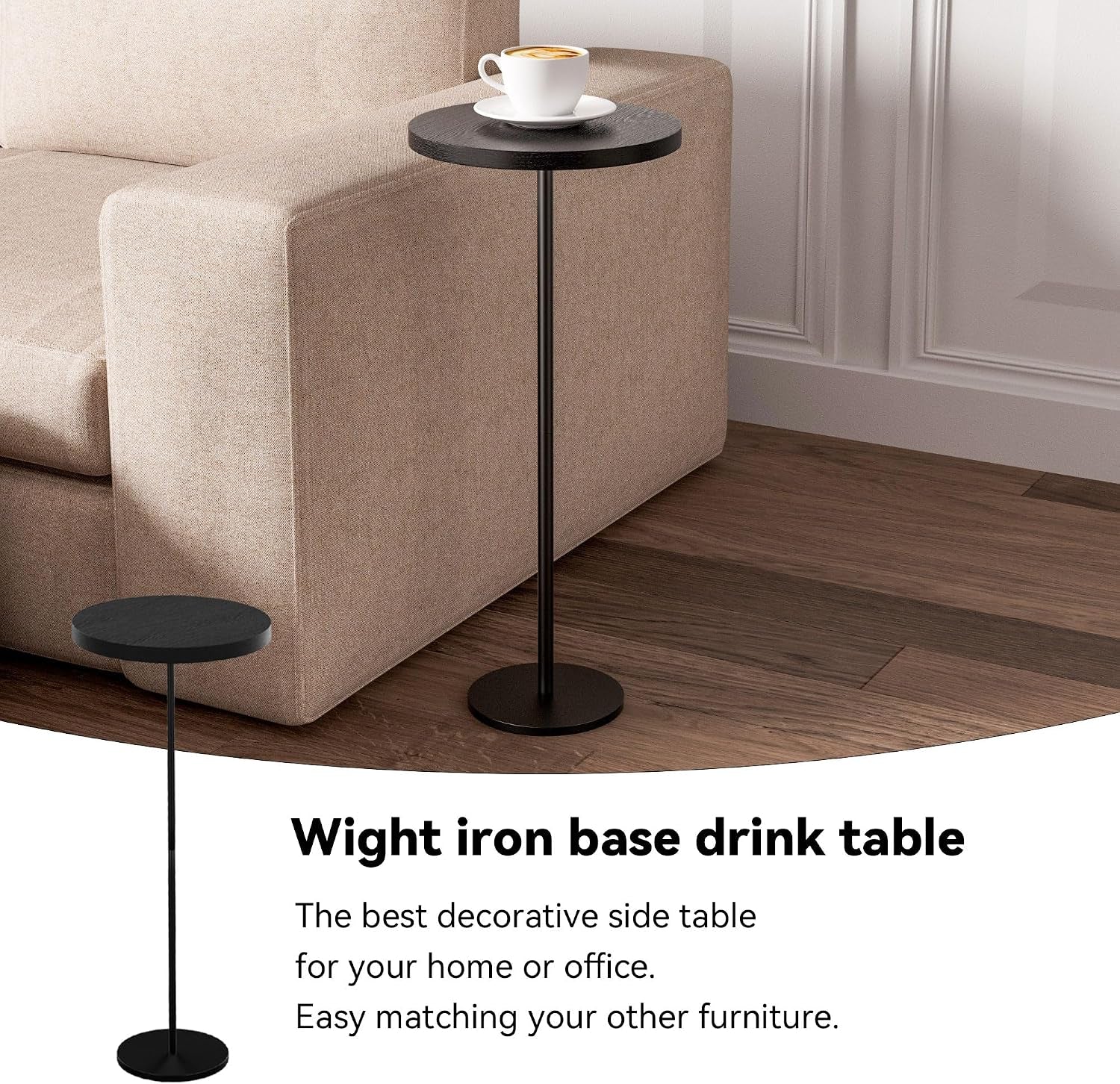 The Fable & Forge Slim Black Metal Side Table